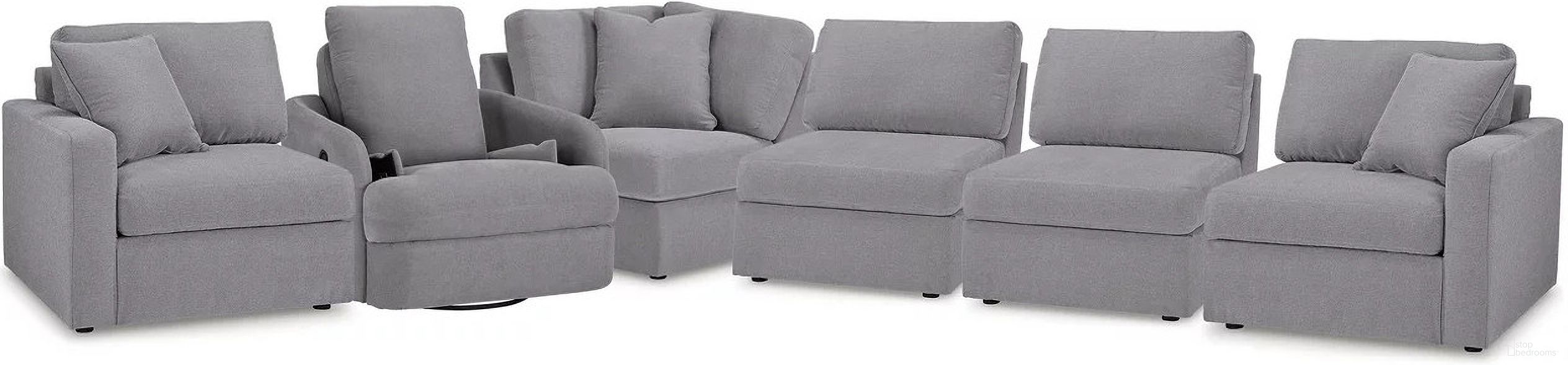 Modmax 5-Piece Sectional and Swivel Glider Recliner In Granite