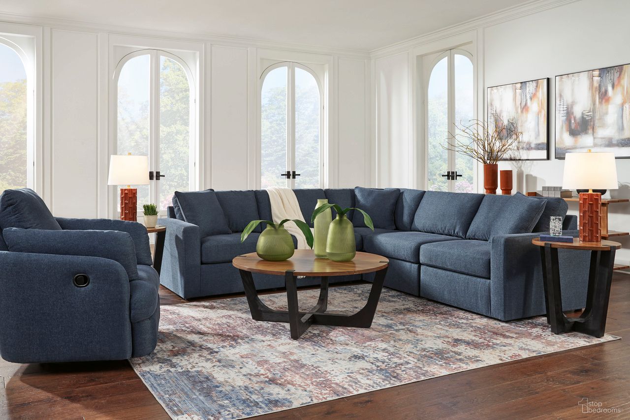 The appearance of Modmax 5-Piece Sectional and Swivel Glider Recliner In Ink designed by Signature Design by Ashley in the modern / contemporary interior design. This ink piece of furniture  was selected by 1StopBedrooms from Modmax Collection to add a touch of cosiness and style into your home. Sku: 9212164;9212146;9212146;9212161;9212177;9212165. Material: Performance Fabric.
