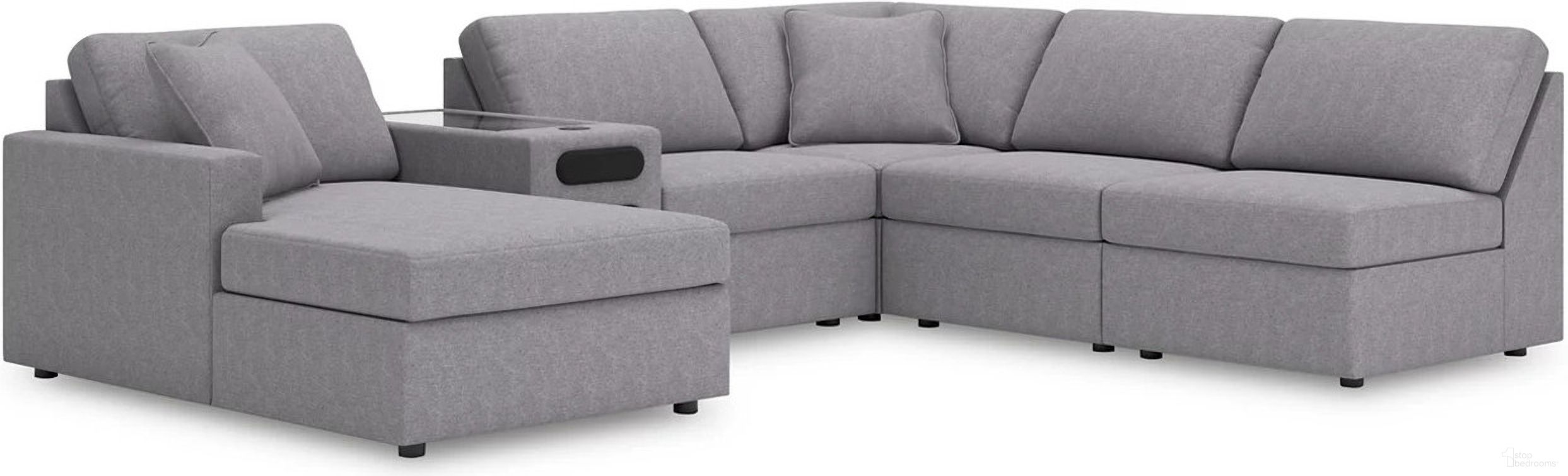Modmax 6-Piece LAF Sectional with Audio Console and Chaise In Granite