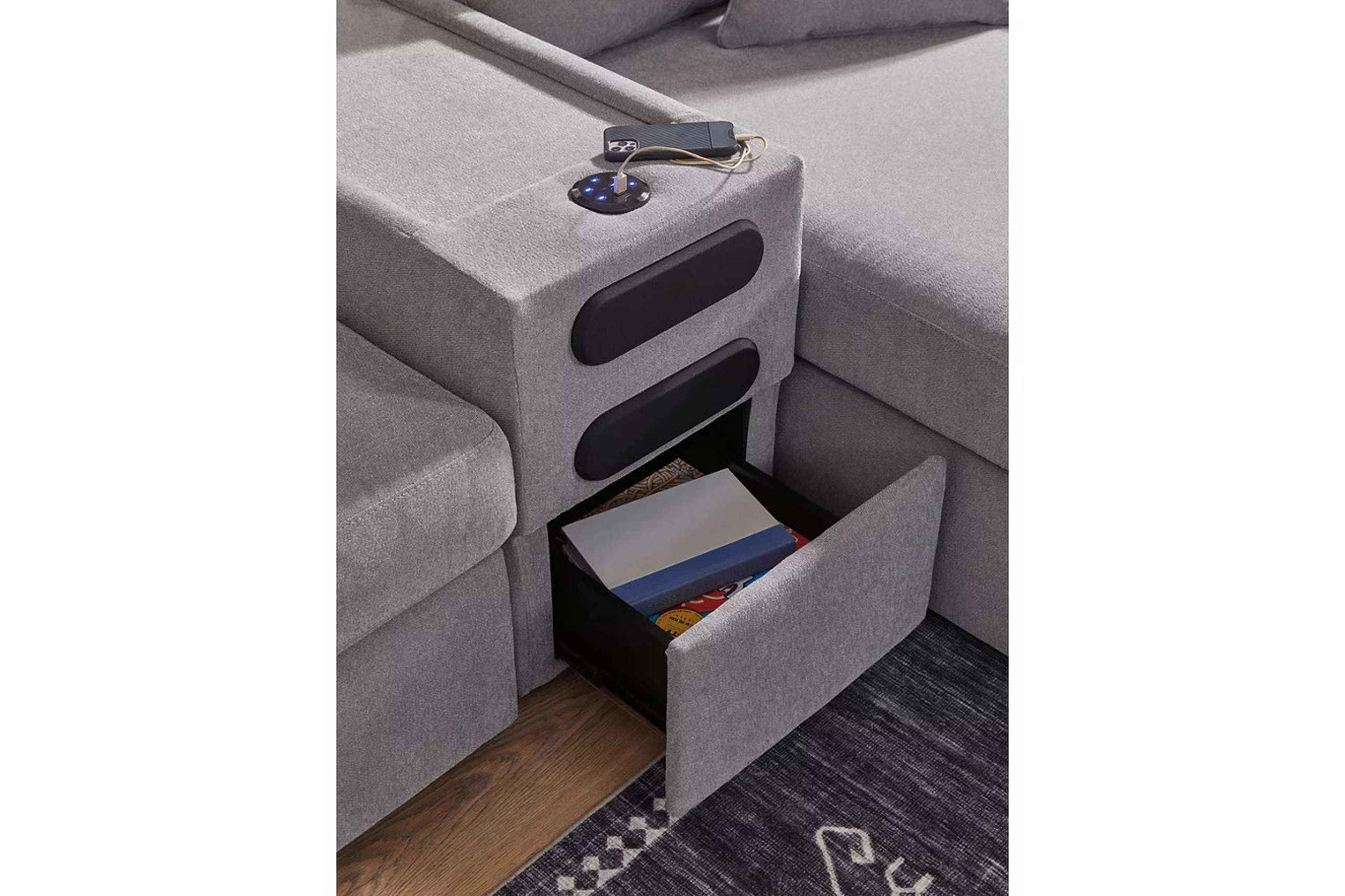Modmax 6-Piece LAF Sectional with Audio Console In Granite