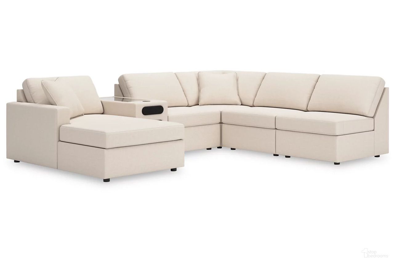 The appearance of Modmax 6-Piece LAF Sectional with Audio Console In Oyster designed by Signature Design by Ashley in the modern / contemporary interior design. This oyster piece of furniture was selected by 1StopBedrooms from Modmax Collection to add a touch of cosiness and style into your home. Sku: 9210316;9210346;9210346;9210346;9210327;9210377. Material: Performance Fabric. Layout: U-Shape. Orientation: LAF.
