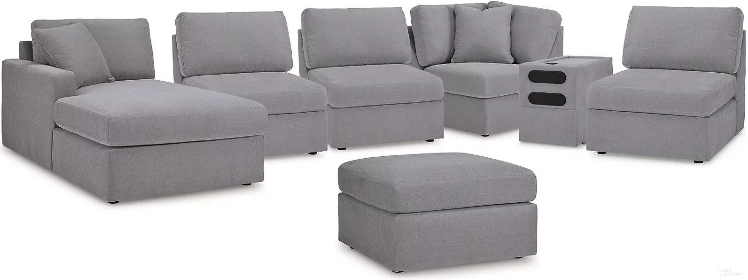 Modmax 6-Piece LAF Sectional with Console and Ottoman In Granite
