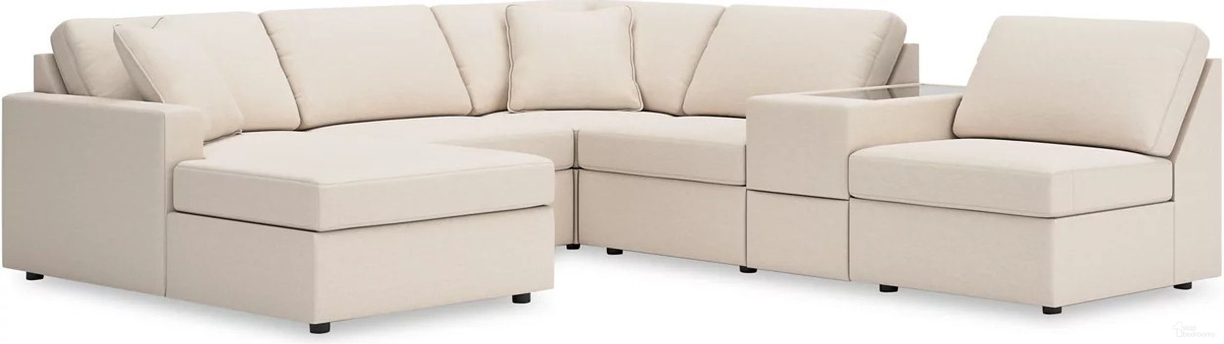 The appearance of Modmax 6-Piece LAF Sectional with Storage Console In Oyster designed by Signature Design by Ashley in the modern / contemporary interior design. This oyster piece of furniture was selected by 1StopBedrooms from Modmax Collection to add a touch of cosiness and style into your home. Sku: 9210316;9210346;9210346;9210346;9210357;9210377. Material: Performance Fabric. Layout: U-Shape. Orientation: LAF.