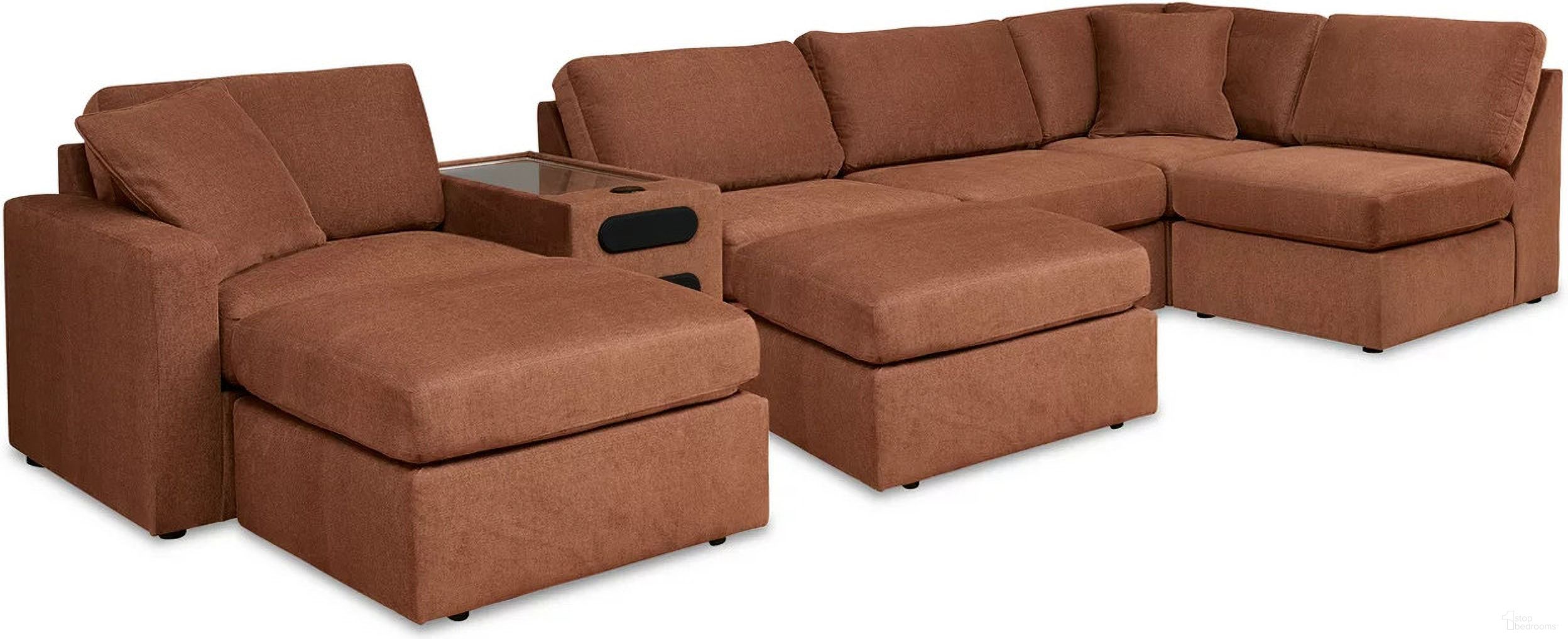 Modmax 6-Piece Sectional and 2 Ottomans In Spice