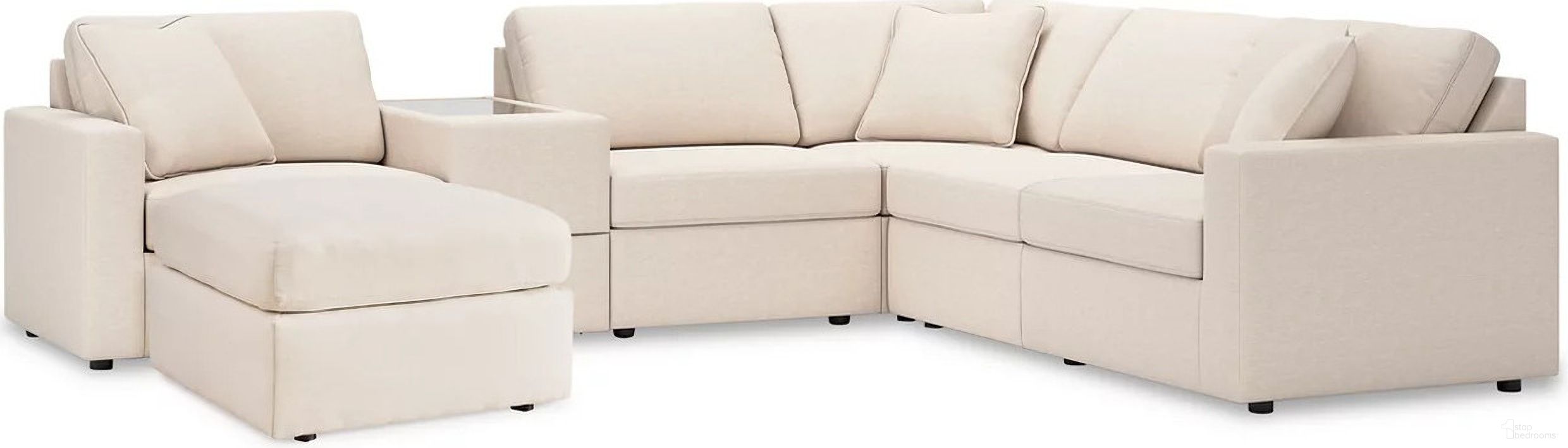 The appearance of Modmax 6-Piece Sectional and Ottoman In Oyster designed by Signature Design by Ashley in the modern / contemporary interior design. This oyster piece of furniture was selected by 1StopBedrooms from Modmax Collection to add a touch of cosiness and style into your home. Sku: 9210364;9210346;9210346;9210357;9210308;9210377;9210365. Material: Performance Fabric. Layout: U-Shape.