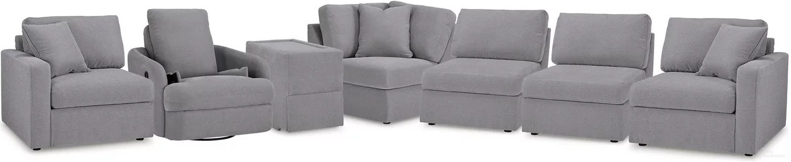 The appearance of Modmax 6-Piece Sectional and Swivel Glider Recliner In Granite designed by Signature Design by Ashley in the modern / contemporary interior design. This granite piece of furniture was selected by 1StopBedrooms from Modmax Collection to add a touch of cosiness and style into your home. Sku: 9210464;9210446;9210446;9210477;9210457;9210461;9210465. Material: Performance Fabric.