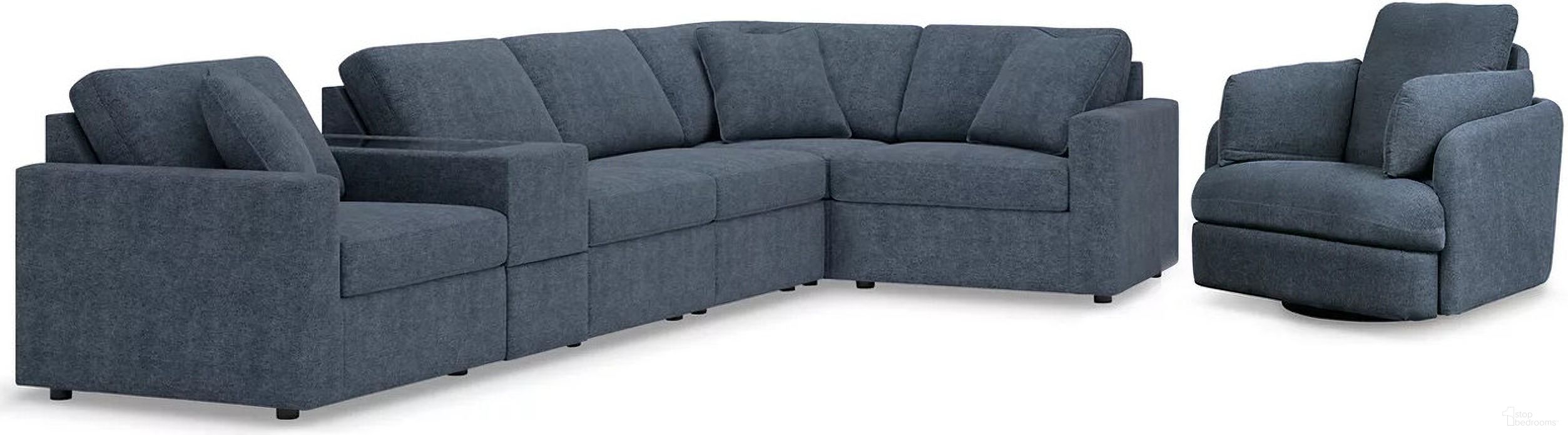 Modmax 6-Piece Sectional and Swivel Glider Recliner In Ink