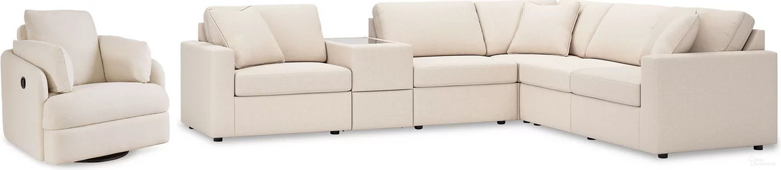 The appearance of Modmax 6-Piece Sectional and Swivel Glider Recliner In Oyster designed by Signature Design by Ashley in the modern / contemporary interior design. This oyster piece of furniture was selected by 1StopBedrooms from Modmax Collection to add a touch of cosiness and style into your home. Sku: 9210364;9210346;9210346;9210357;9210361;9210377;9210365. Material: Performance Fabric.