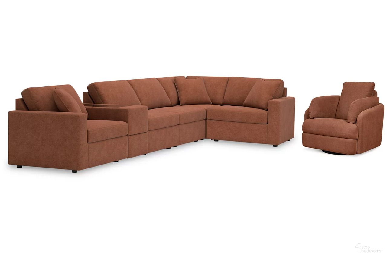Modmax 6-Piece Sectional and Swivel Glider Recliner In Spice