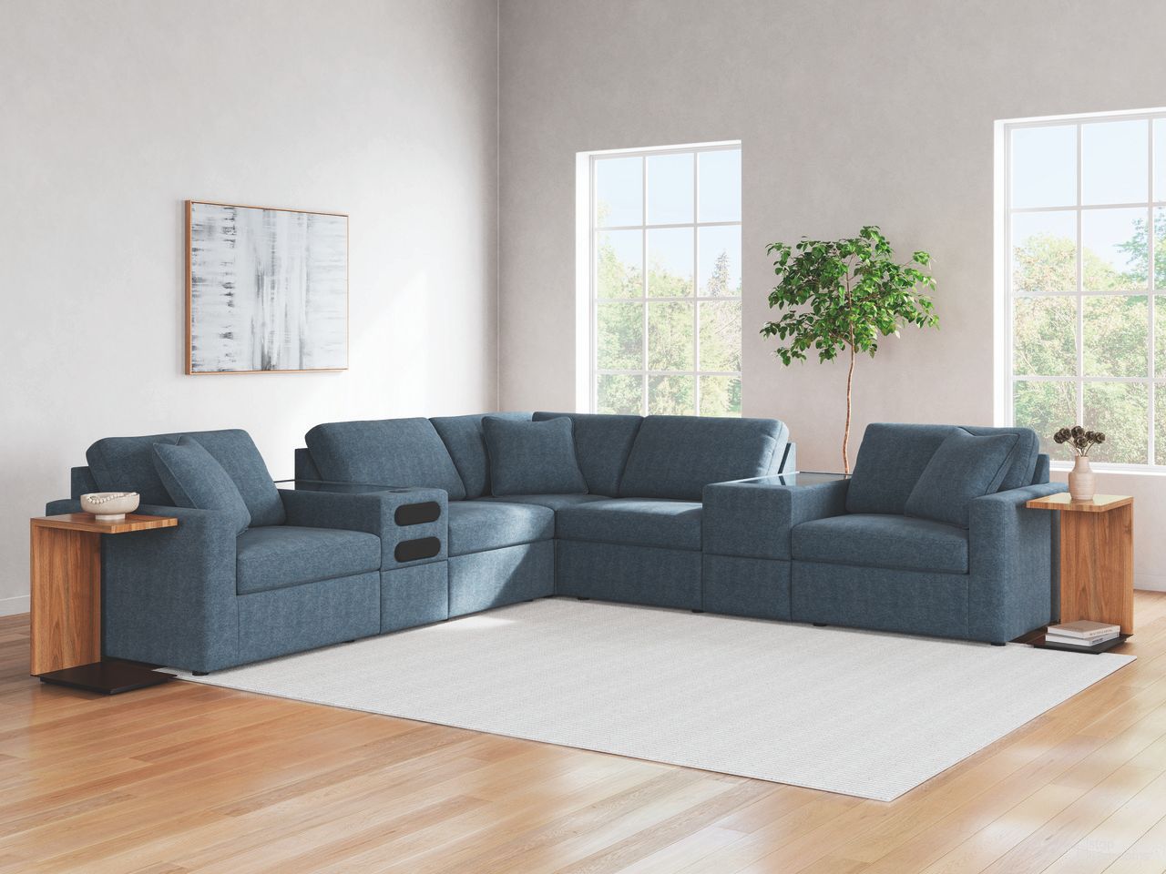Modmax 7-Piece Balanced Sectional with Audio and Storage Consoles In Ink