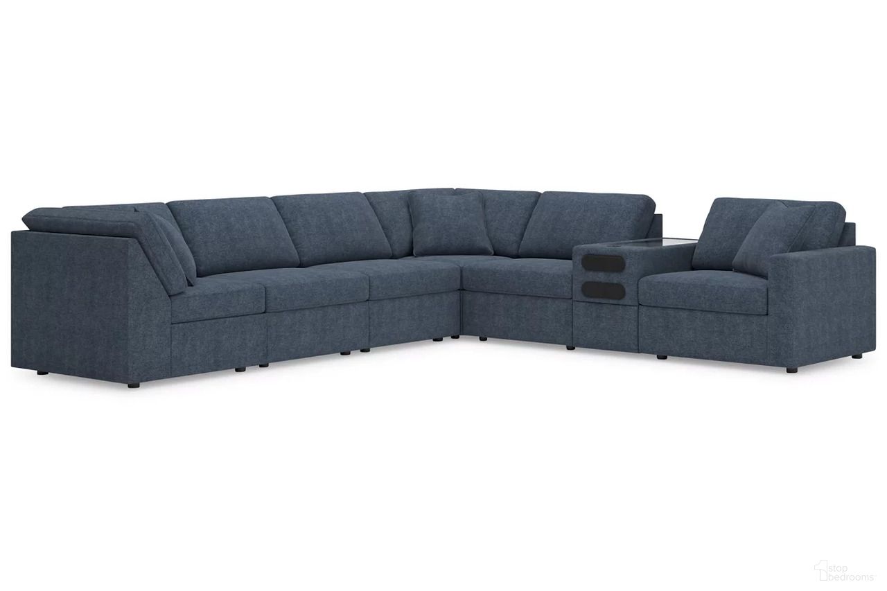 The appearance of Modmax 7-Piece Sectional In Ink designed by Signature Design by Ashley in the modern / contemporary interior design. This ink piece of furniture  was selected by 1StopBedrooms from Modmax Collection to add a touch of cosiness and style into your home. Sku: 9212146;9212146;9212146;9212127;9212177;9212177;9212165. Material: Polyester. Layout: L-Shape. Orientation: RAF.