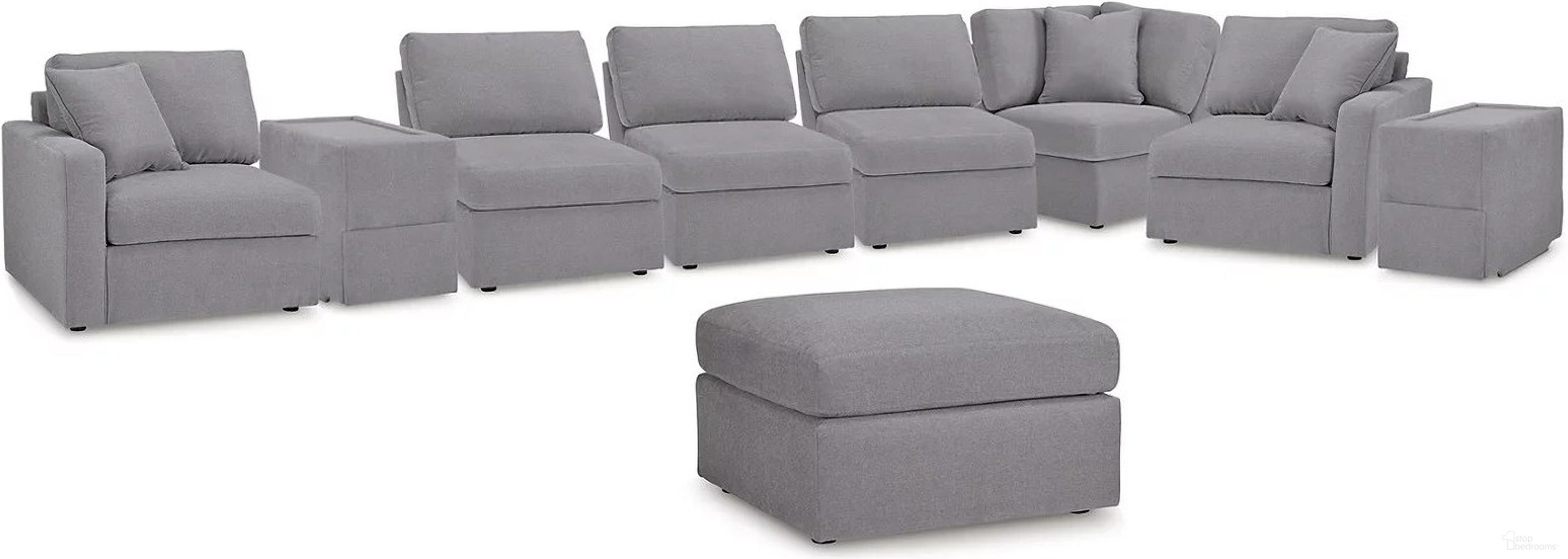 The appearance of Modmax 8-Piece Sectional and Ottoman In Granite designed by Signature Design by Ashley in the modern / contemporary interior design. This granite piece of furniture was selected by 1StopBedrooms from Modmax Collection to add a touch of cosiness and style into your home. Sku: 9210464;9210446;9210446;9210446;9210477;9210457;9210457;9210408;9210465. Material: Performance Fabric.