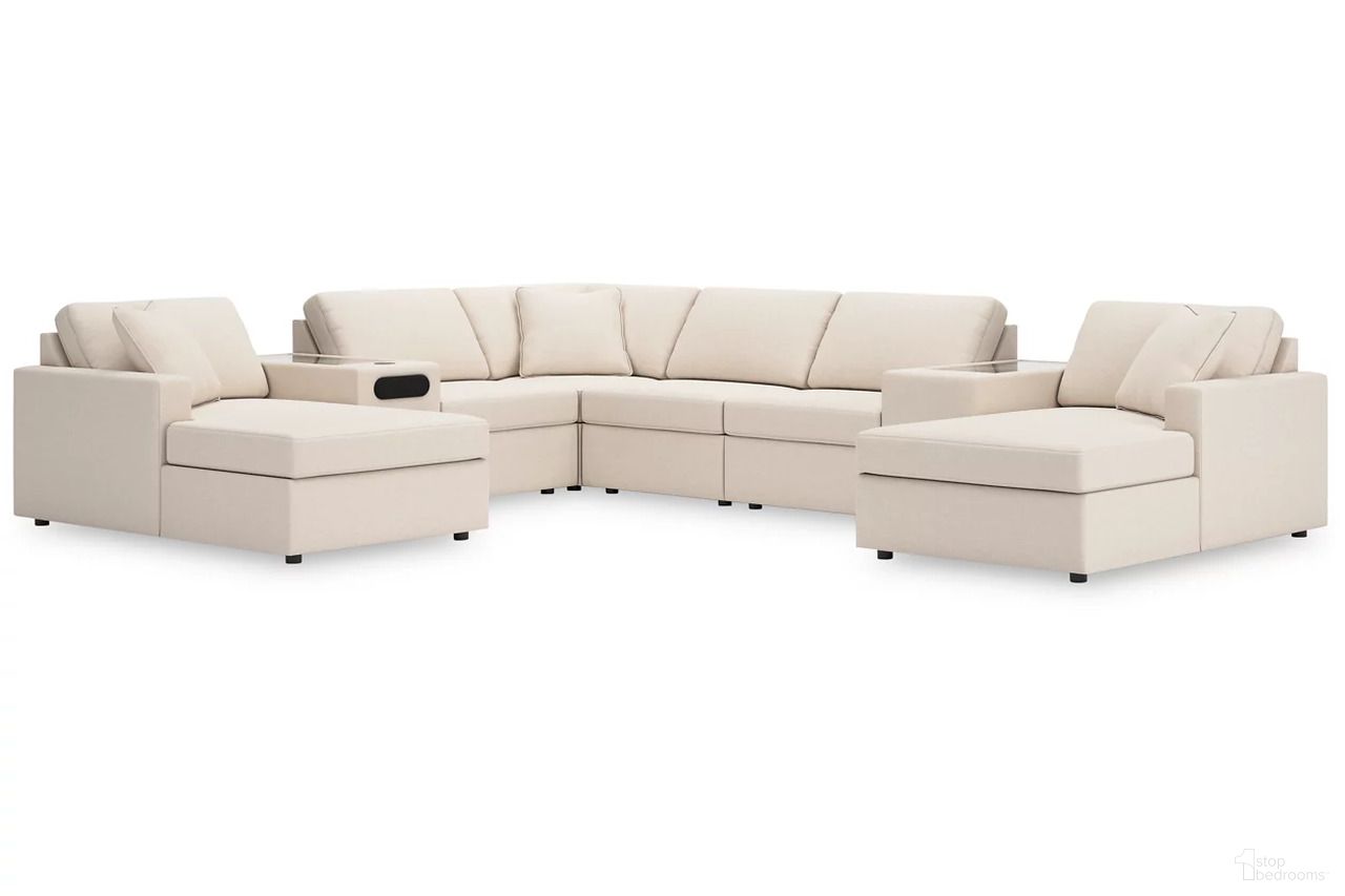 The appearance of Modmax 8-Piece Sectional with 2 Console In Oyster designed by Signature Design by Ashley in the modern / contemporary interior design. This oyster piece of furniture was selected by 1StopBedrooms from Modmax Collection to add a touch of cosiness and style into your home. Sku: 9210316;9210346;9210346;9210346;9210327;9210357;9210377;9210317. Material: Performance Fabric. Layout: Modular.