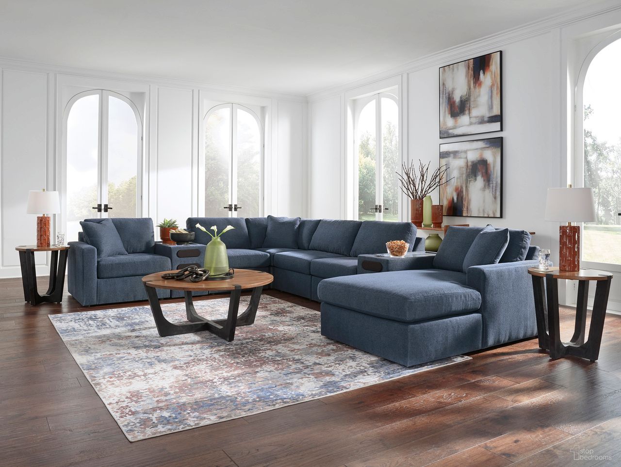 Modmax 8-Piece Sectional with Audio System and Chaise In Ink