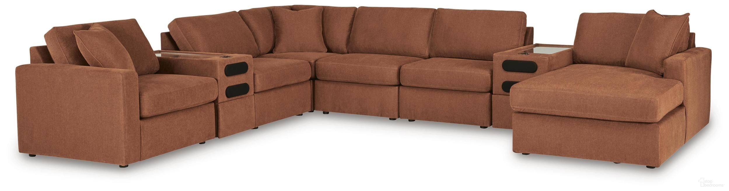 Modmax 8-Piece Sectional with RAF Storage Chaise and Audio Consoles In Spice