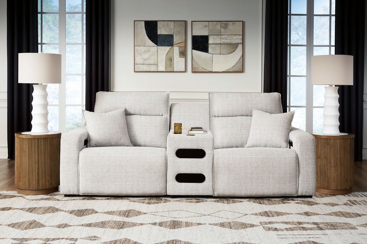 Modmax II 3-Piece Power Reclining Sectional Loveseat with Audio Console In Stone