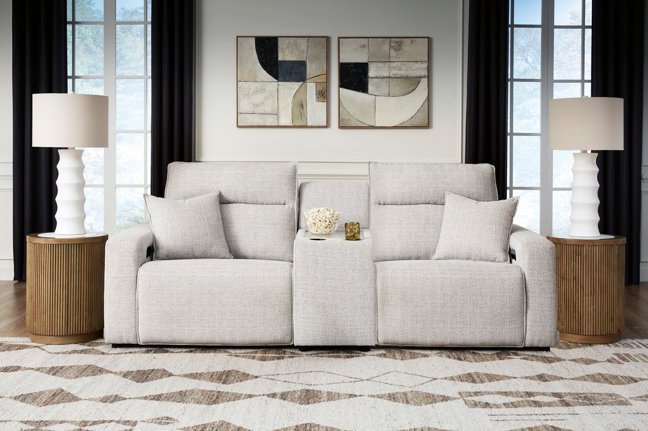 Modmax II 3-Piece Power Reclining Sectional Loveseat with Console In Stone
