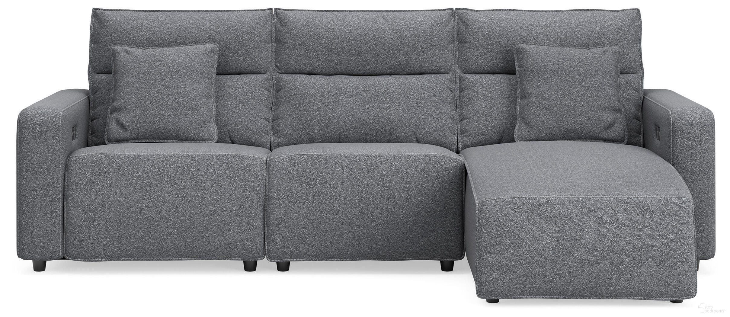 ModMax II 3-Piece Reclining Sofa Chaise In Salt & Pepper