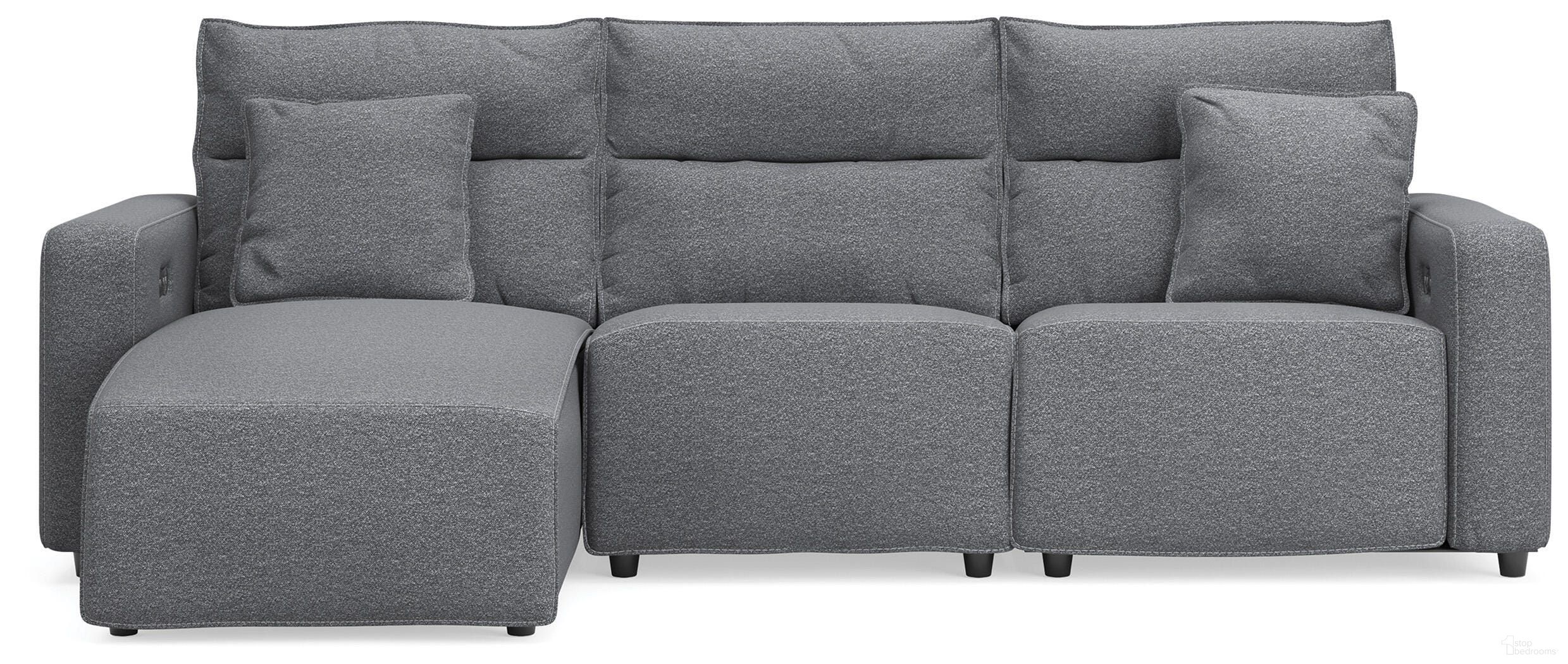 ModMax II 3-Piece Reclining Sofa Chaise In Salt & Pepper