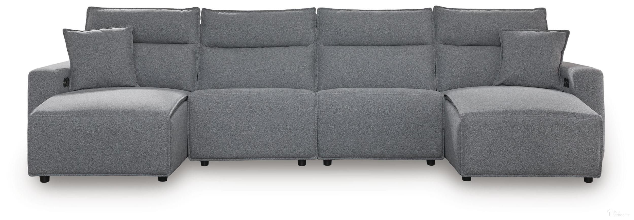 ModMax II 4-Piece Reclining Sectional with Double Chaise In Salt & Pepper