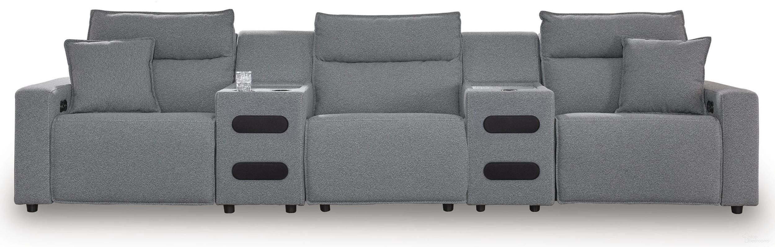 ModMax II 5-Piece Reclining Sectional with Audio Consoles In Salt & Pepper
