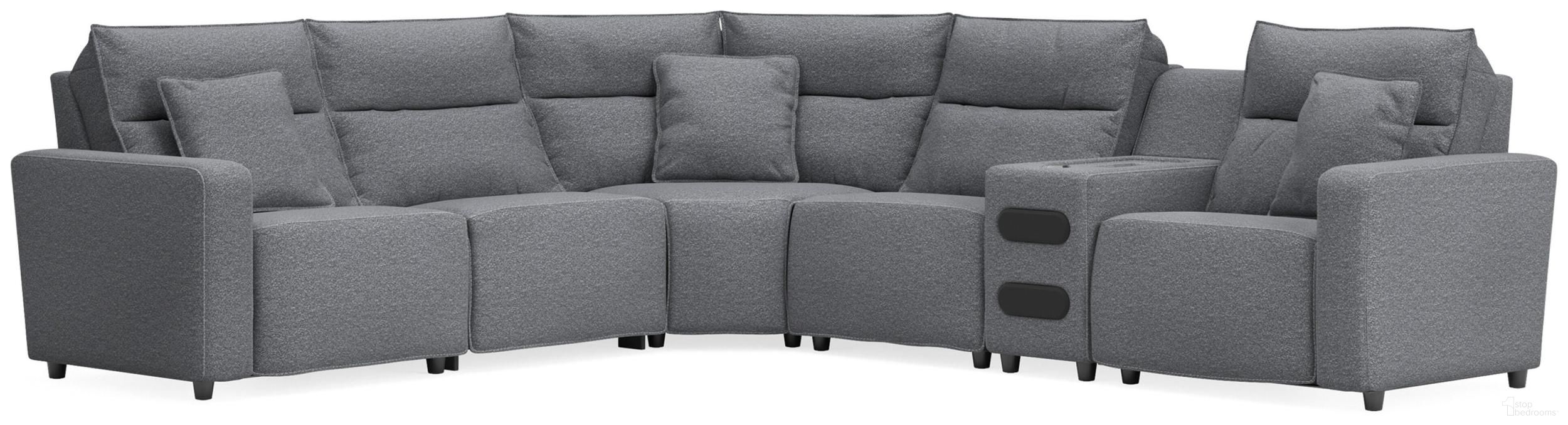 ModMax II 6-Piece Reclining Sectional with Audio Console In Salt & Pepper
