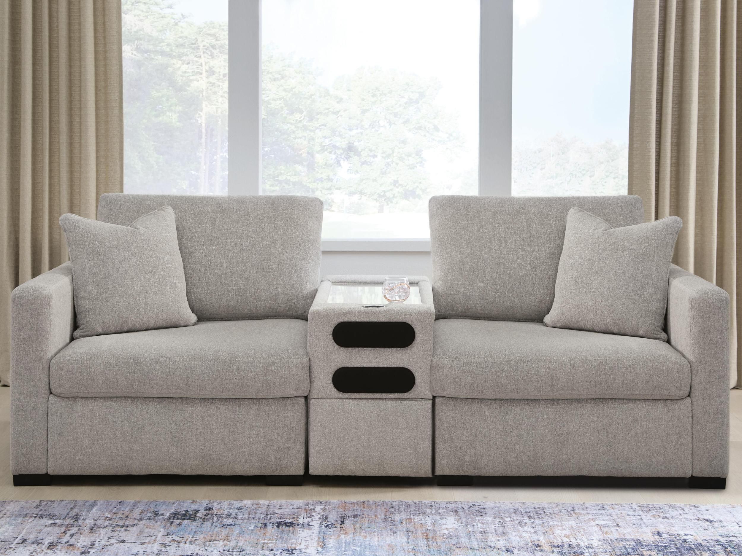 Modmax Luxe 3-Piece Sectional Loveseat with Audio Console In Flint