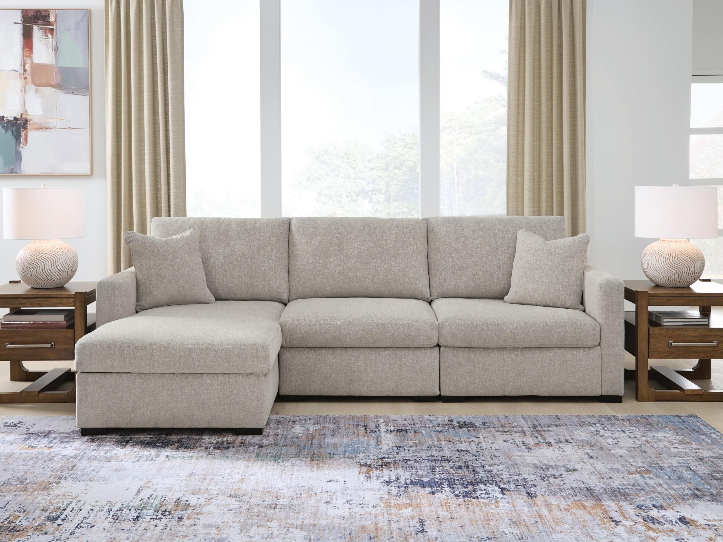 Modmax Luxe 3-Piece Sectional Sofa LAF Storage Chaise In Flint