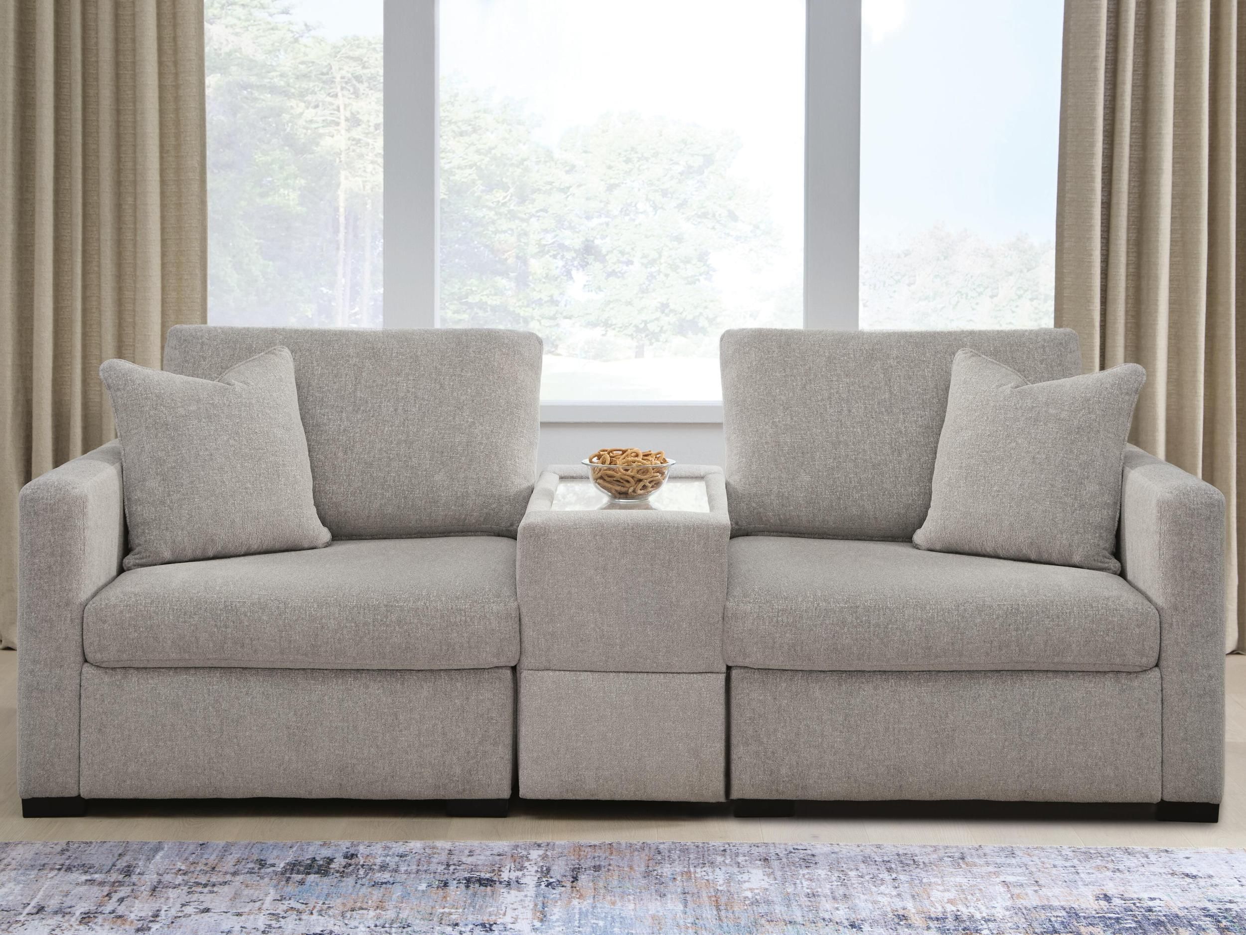 Modmax Luxe 3-Piece Sectional Sofa with Storage Console In Flint