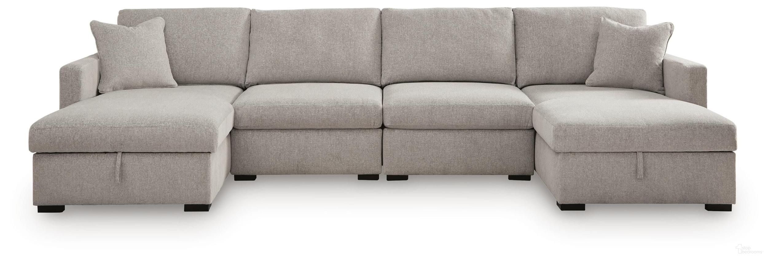 Modmax Luxe 4-Piece Double Storage Chaise Sectional In Flint