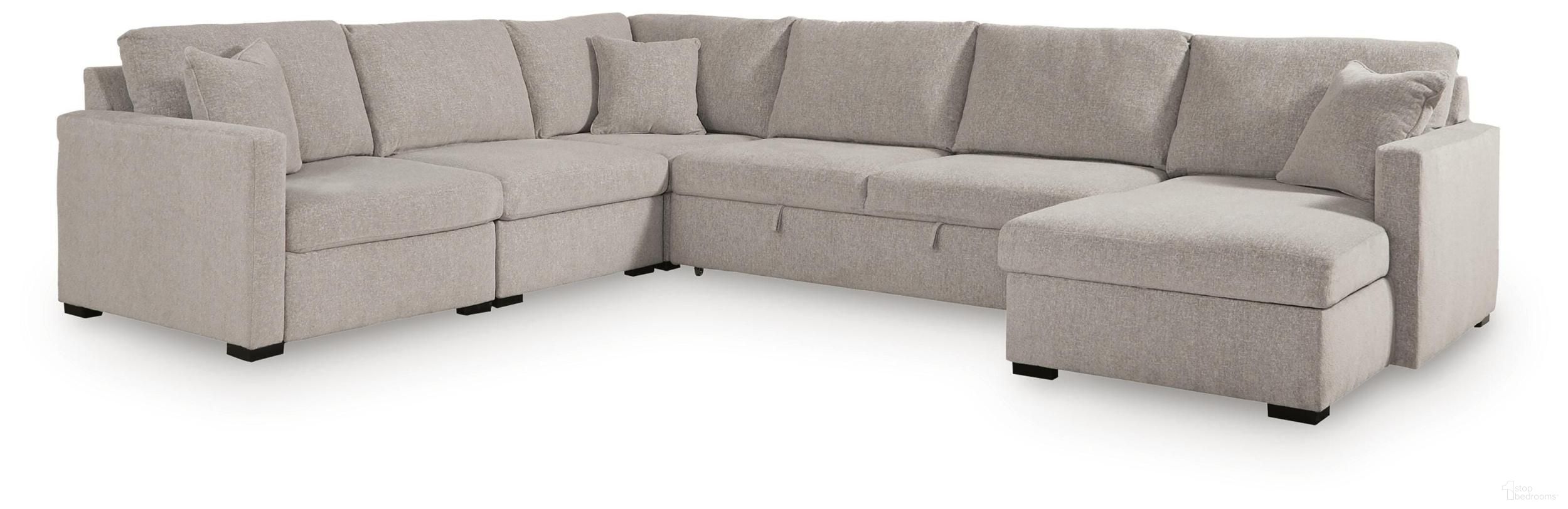 Modmax Luxe 5-Piece Sectional with RAF Chaise and Pop Up Sleeper In Flint