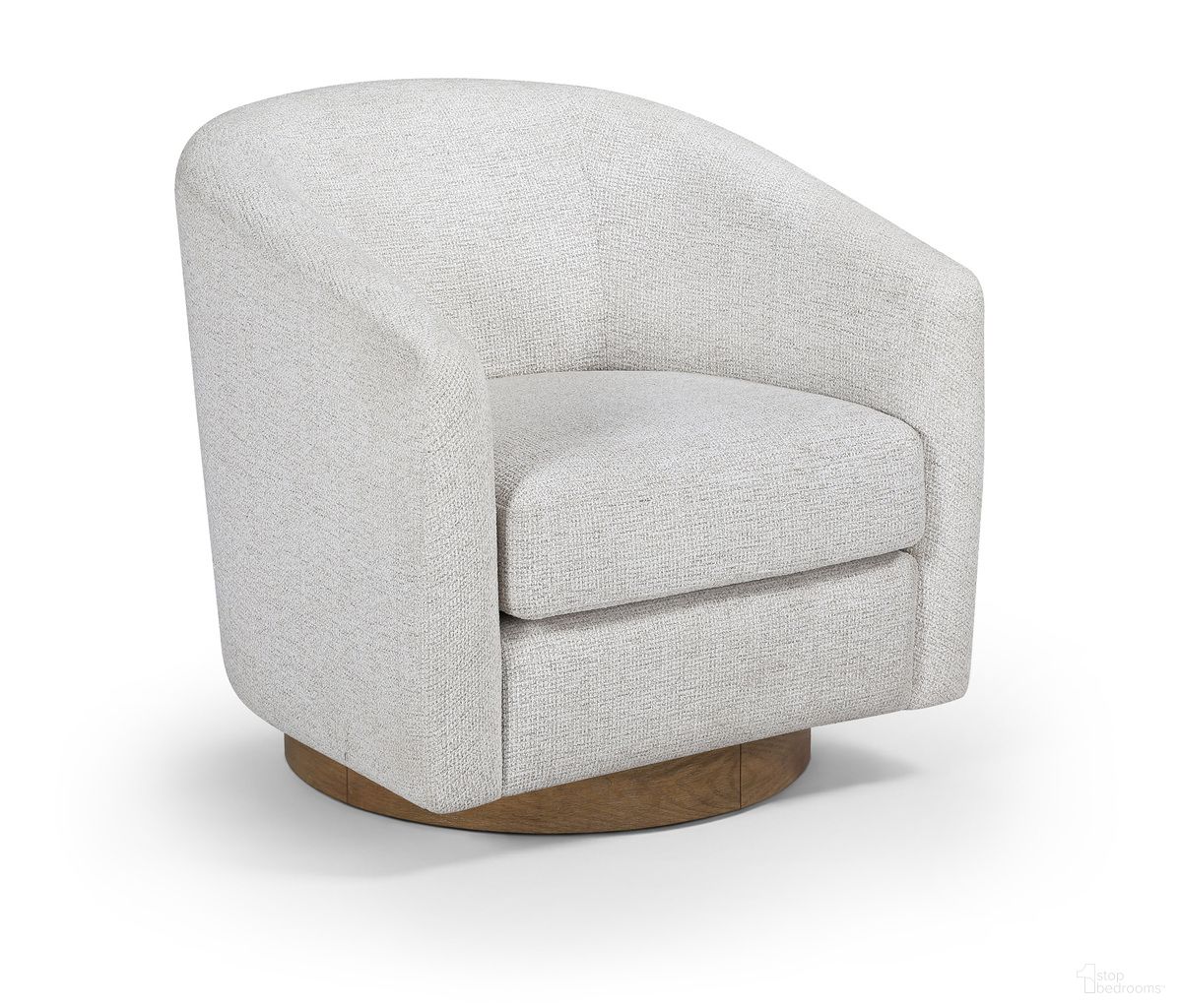 Modra Performance Fabric Upholstered Swivel Accent Chair In Cream