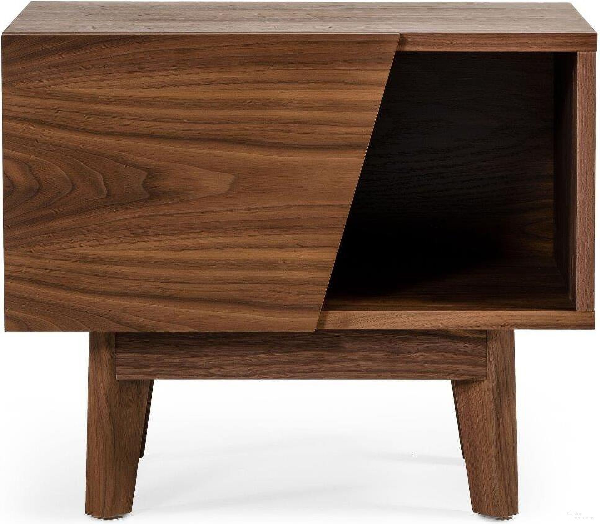 The appearance of Modrest Abelard Mid-Century Walnut Nightstand designed by VIG Furniture in the transitional interior design. This walnut piece of furniture was selected by 1StopBedrooms from Modrest Abelard Collection to add a touch of cosiness and style into your home. Sku: VGBBMB1707-NS. Material: Wood.