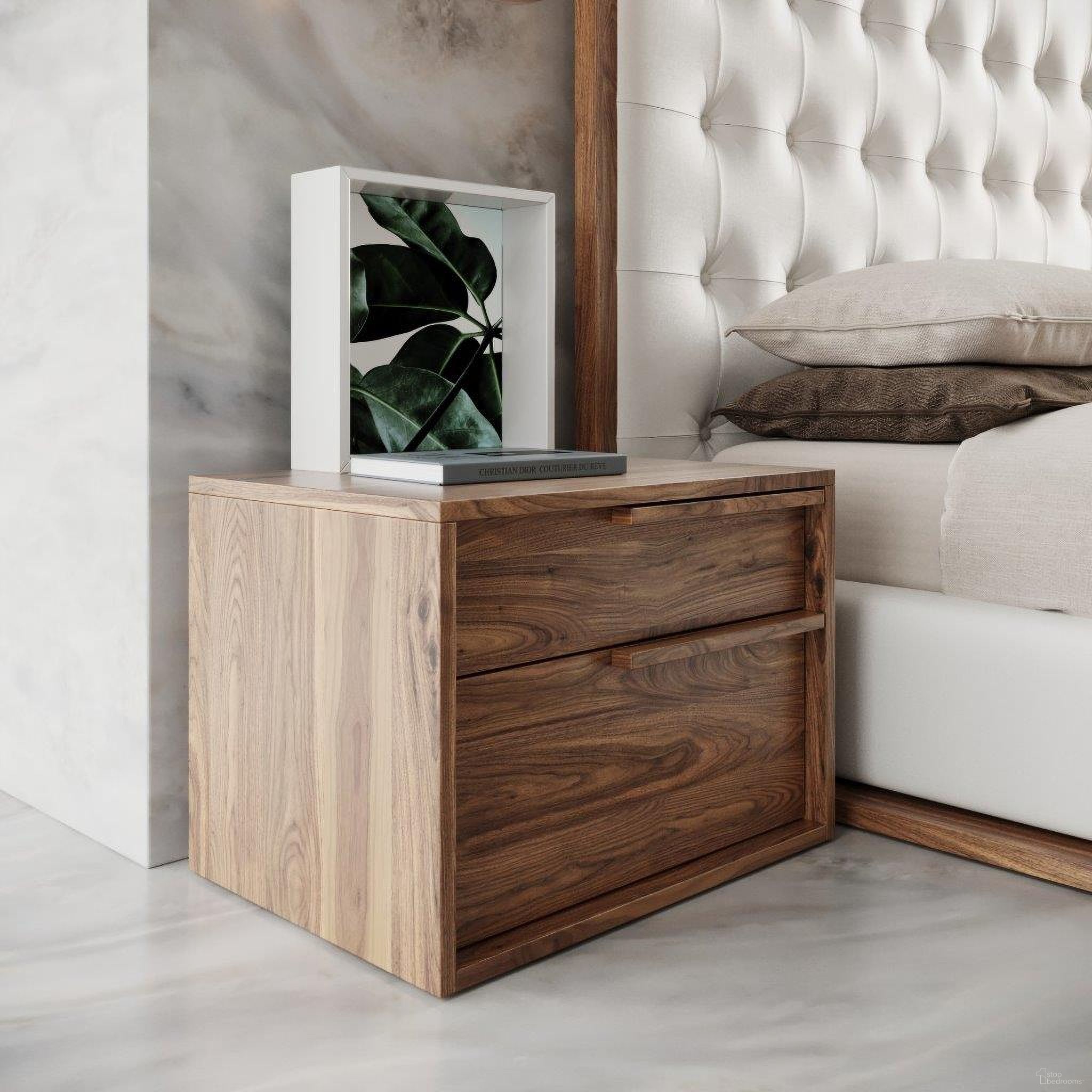 The appearance of Modrest Amberlie Modern Walnut Nightstand designed by VIG Furniture in the modern / contemporary interior design. This brown piece of furniture was selected by 1StopBedrooms from Modrest Amberlie Collection to add a touch of cosiness and style into your home. Sku: VGMABR-96-WAL-NS. Material: Wood.