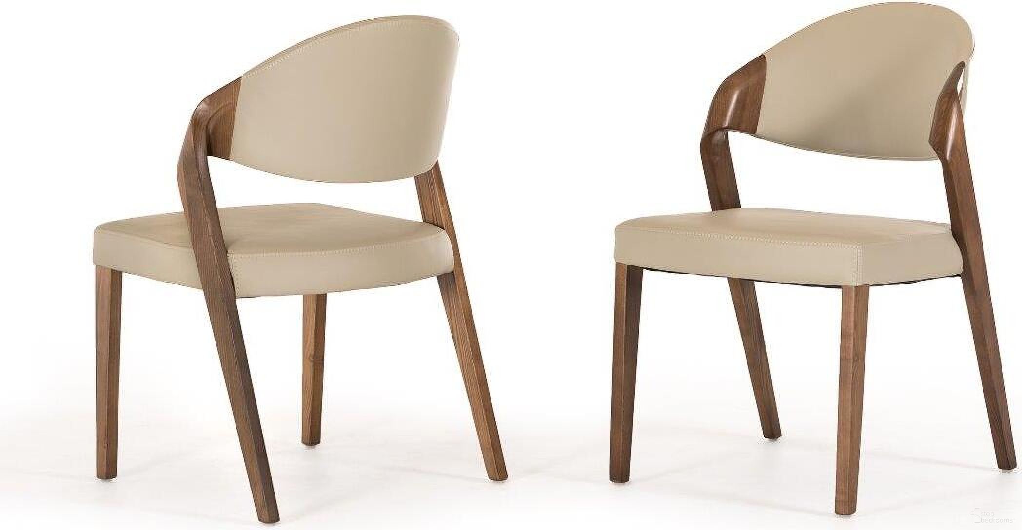 The appearance of Modrest Arlo Mid-Century Beige And Walnut Dining Chair Set Of 2 designed by VIG Furniture in the transitional interior design. This beige piece of furniture  was selected by 1StopBedrooms from Modrest Collection to add a touch of cosiness and style into your home. Sku: VGCSCH-1488-GRY. Material: Wood. Chair Type: Side Chair.
