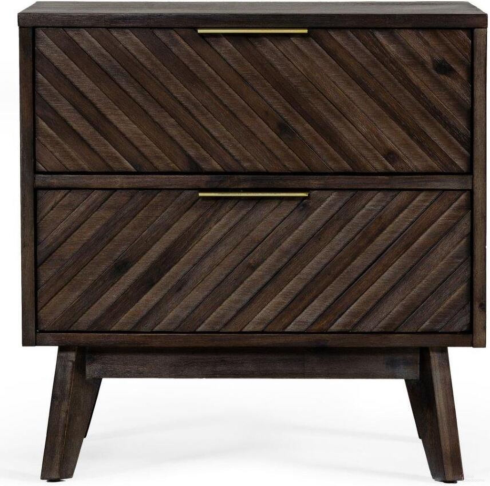 The appearance of Modrest Daisy Mid-Century Dark Acacia Nightstand designed by VIG Furniture in the transitional interior design. This brown piece of furniture  was selected by 1StopBedrooms from Modrest Daisy Collection to add a touch of cosiness and style into your home. Sku: VGWDKYOTO-NS. Material: Wood.