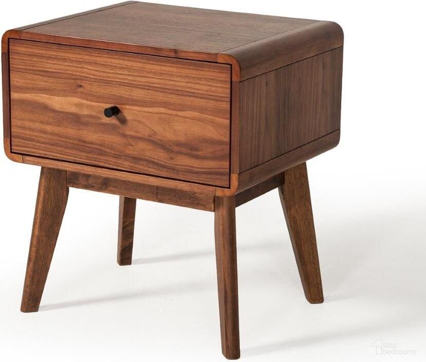 The appearance of Modrest Marshall Mid-Century Modern Walnut Nightstand designed by VIG Furniture in the modern / contemporary interior design. This walnut piece of furniture was selected by 1StopBedrooms from Modrest Marshall Collection to add a touch of cosiness and style into your home. Sku: VGMABR-39-NS. Material: Wood.