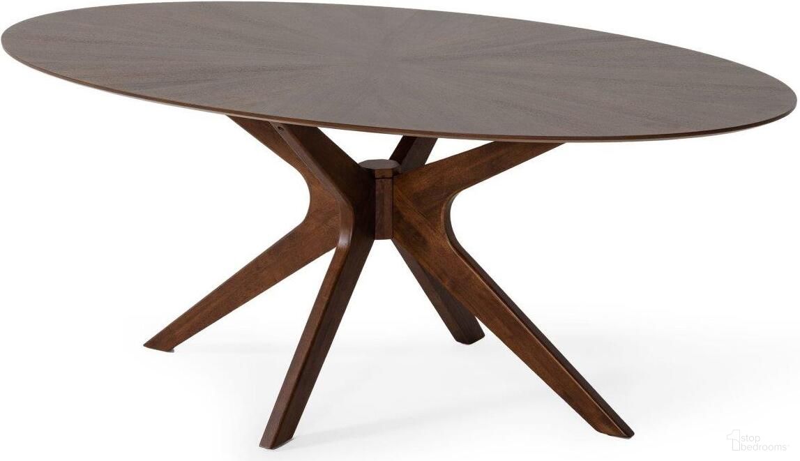 The appearance of Modrest Prospect Modern Oval Walnut Dining Table designed by VIG Furniture in the modern / contemporary interior design. This walnut piece of furniture  was selected by 1StopBedrooms from Modrest Prospect Collection to add a touch of cosiness and style into your home. Sku: VGMAMIT-5276-1. Table Base Style: Pedestal. Table Top Shape: Oval. Material: Wood. Size: 43" x 75".