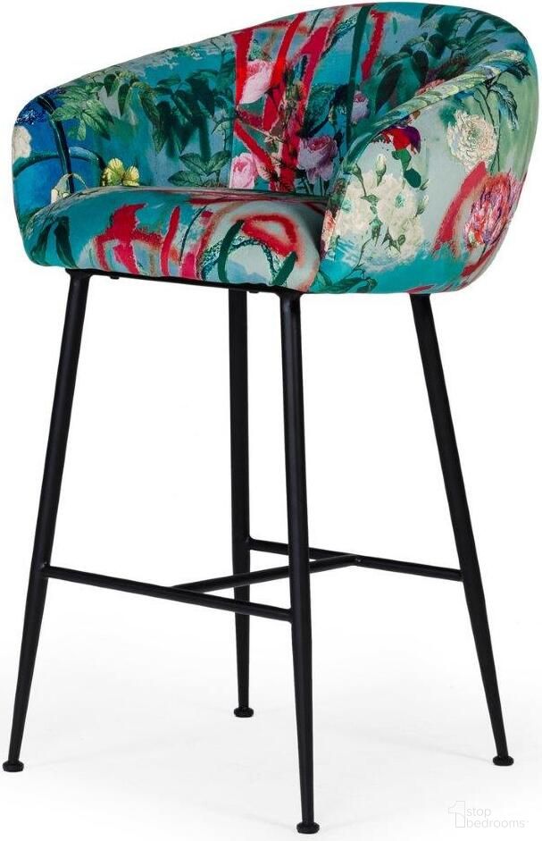 The appearance of Modrest Roxann Contemporary Floral Velvet Bar Stool designed by VIG Furniture in the modern / contemporary interior design. This multicolor piece of furniture was selected by 1StopBedrooms from Modrest Roxann Collection to add a touch of cosiness and style into your home. Sku: VGEUMC-9292CH-A-B. Material: Velvet.