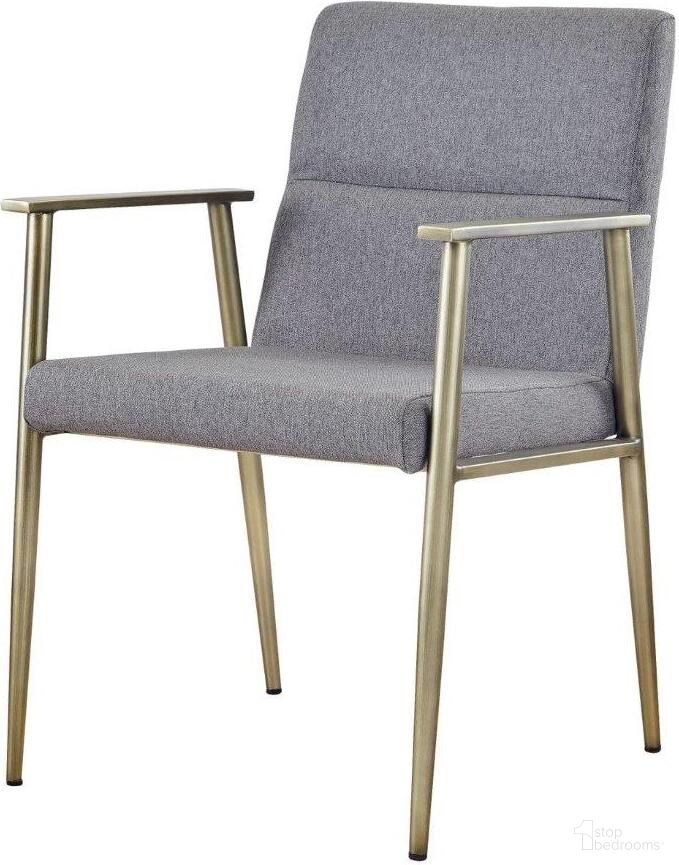 The appearance of Modrest Sabri Contemporary Grey And Antique Brass Arm Dining Chair designed by VIG Furniture in the modern / contemporary interior design. This grey piece of furniture was selected by 1StopBedrooms from Modrest Collection to add a touch of cosiness and style into your home. Sku: VGGAGA-6580CH-GRY. Material: Fabric. Chair Type: Arm Chair.
