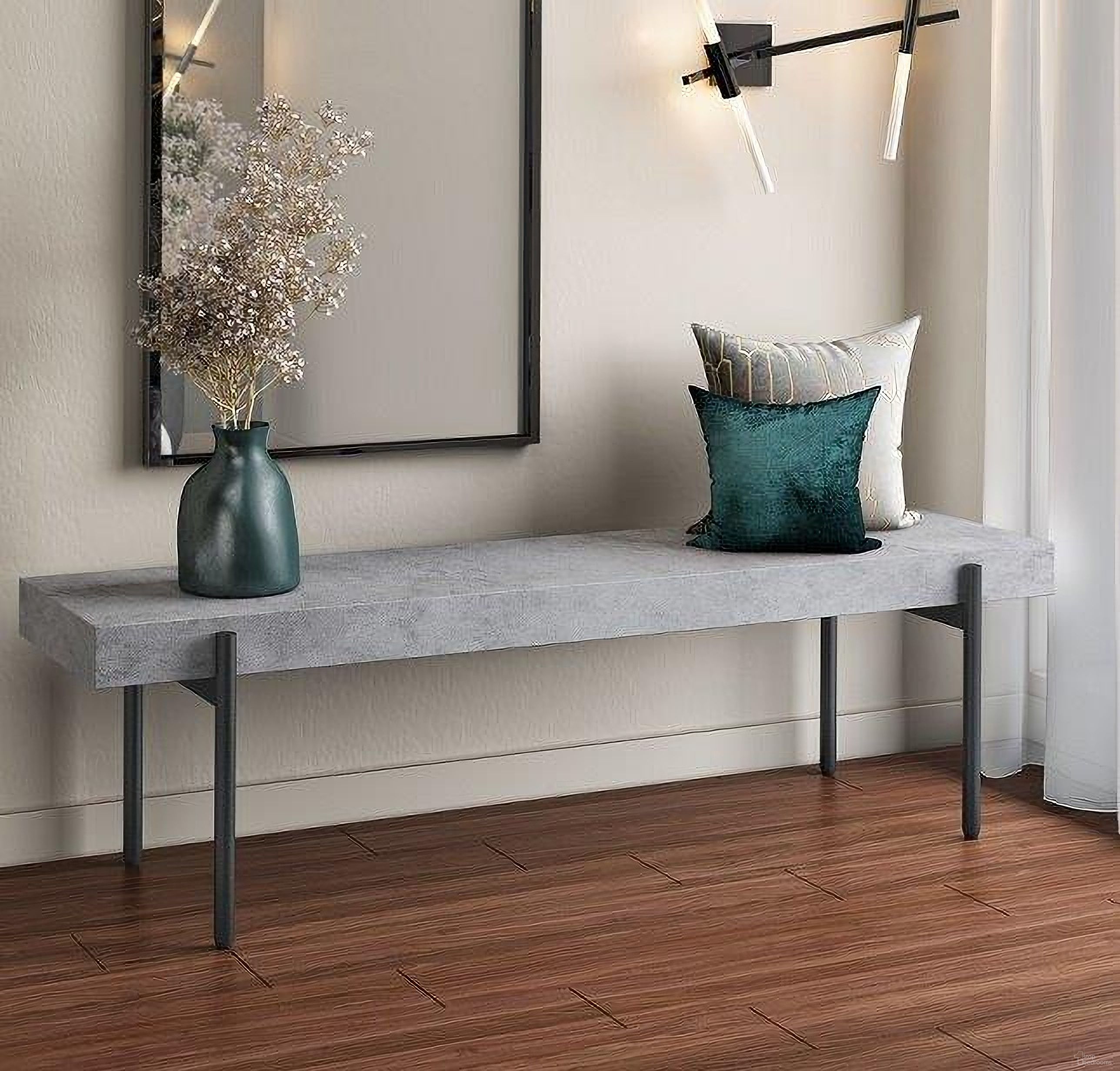 The appearance of Modrest Timlin Modern Concrete And Metal Bench designed by VIG Furniture in the modern / contemporary interior design. This grey piece of furniture was selected by 1StopBedrooms from Modrest Collection to add a touch of cosiness and style into your home. Sku: VGGRTIMLIN-GRY-BENCH. Material: Metal.