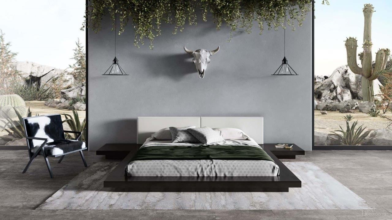 The appearance of Modrest Tokyo Eastern King Contemporary Black And White Platform Bed designed by VIG Furniture in the modern / contemporary interior design. This black piece of furniture was selected by 1StopBedrooms from Modrest Tokyo Collection to add a touch of cosiness and style into your home. Sku: VGMABR-90-BLK-WHT-EK. Bed Type: Platform Bed. Material: Wood. Bed Size: King.