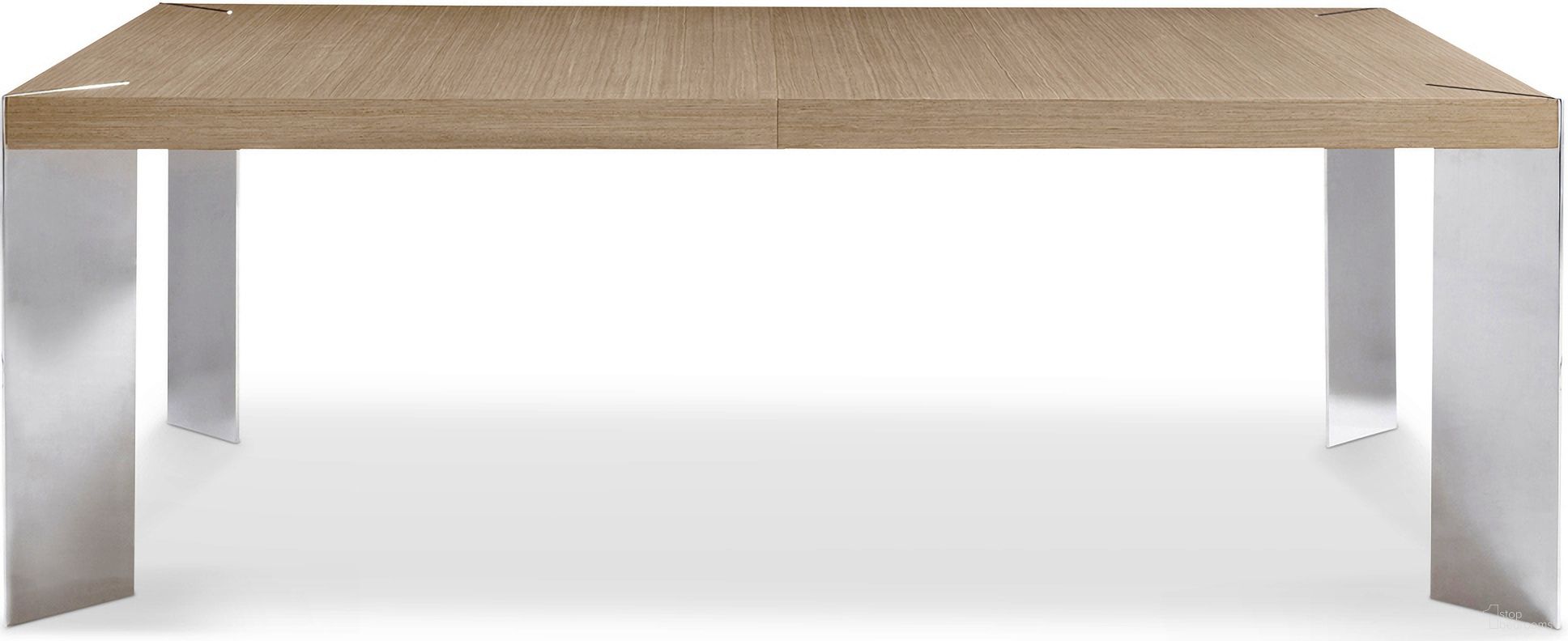 The appearance of Modulum Rectangular Dining Table designed by Bernhardt in the modern / contemporary interior design. This sahara/polished stainless steel piece of furniture  was selected by 1StopBedrooms from Modulum Collection to add a touch of cosiness and style into your home. Sku: 315222. Table Base Style: Legs. Material: Metal. Table Top Shape: Rectangular. Size: 46" x 84".