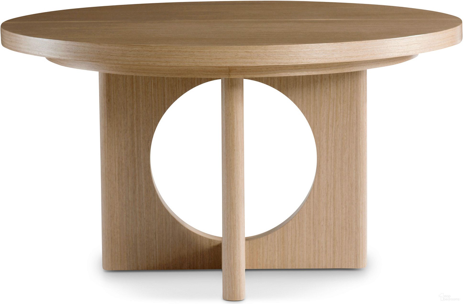 The appearance of Modulum Round Dining Table designed by Bernhardt in the modern / contemporary interior design. This sahara piece of furniture  was selected by 1StopBedrooms from Modulum Collection to add a touch of cosiness and style into your home. Sku: 315272;315273. Table Base Style: Pedestal. Table Top Shape: Round. Material: Wood. Size: 54".