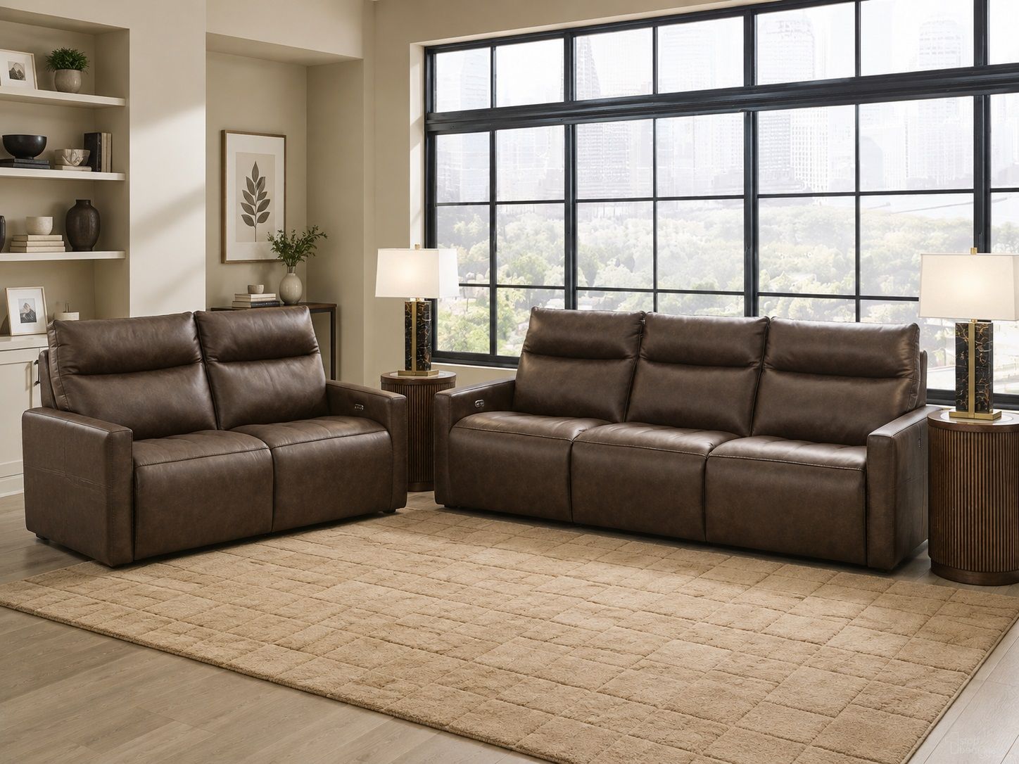 Modz Power Sectional Reclining Living Room Set In Chocolate