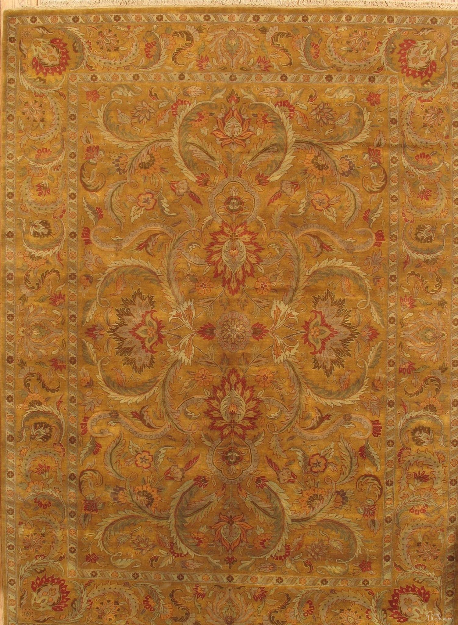 Mogul Art Collection Hand-Knotted Lamb's Wool Area Rug- 10' x 13'11" In Gold