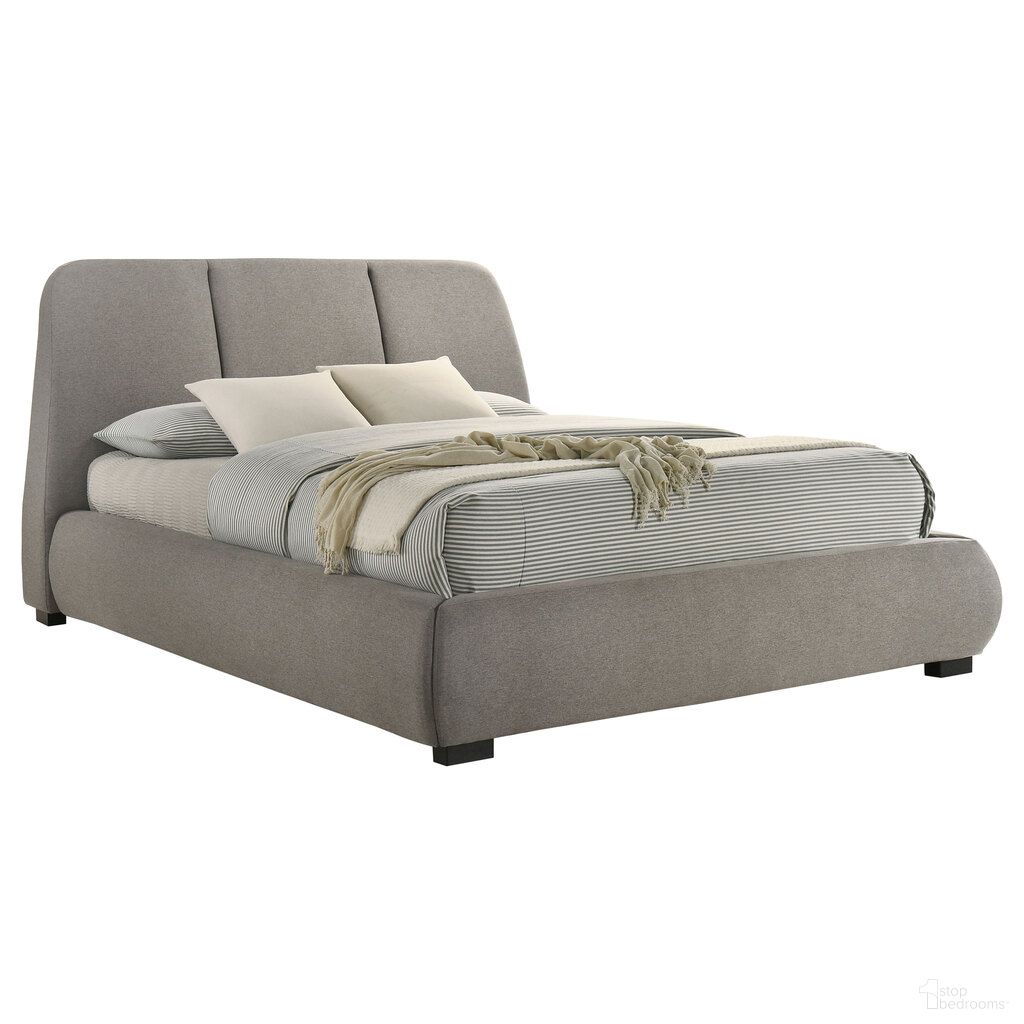 Mokena 46-Inch Upholstered Queen Platform Bed In Taupe