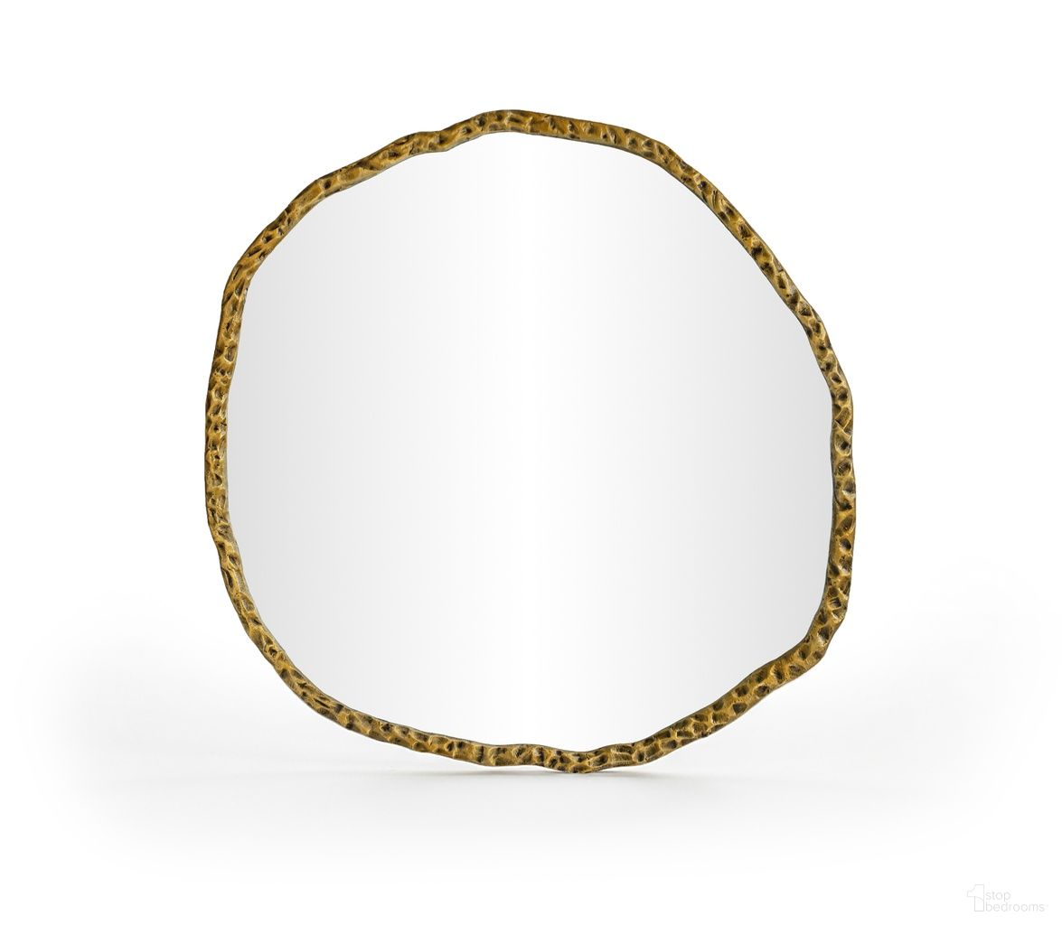 The appearance of Molten Iron Mirror In Gold designed by Meridian in the modern / contemporary interior design. This gold piece of furniture  was selected by 1StopBedrooms from Molten Collection to add a touch of cosiness and style into your home. Sku: 66008Gold-M. Material: Glass.