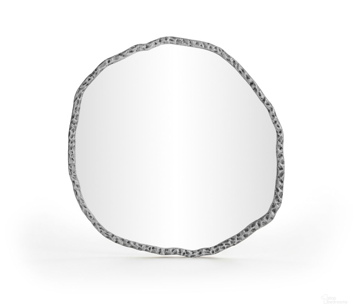 The appearance of Molten Iron Mirror In Silver designed by Meridian in the modern / contemporary interior design. This silver piece of furniture  was selected by 1StopBedrooms from Molten Collection to add a touch of cosiness and style into your home. Sku: 66008Silver-M. Material: Glass.