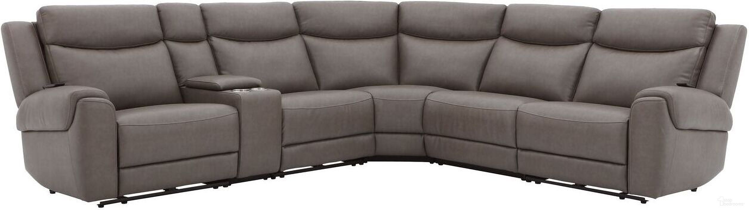 The appearance of Momentum 6 Piece Modular Power Reclining Sectional with Power Adjustable HeadrestsIn Dark Granite designed by Parker House in the traditional interior design. This dark granite piece of furniture was selected by 1StopBedrooms from Momentum Collection to add a touch of cosiness and style into your home. Sku: MMTM#810PHZ-DKGN;MMTM#811LPHLZ-HM-DKGN;MMTM#811RPHLZ-HM-DKGN;MMTM#840-DKGN;MMTM#850-DKGN;MMTM#860S-DKGN. Material: Leather.